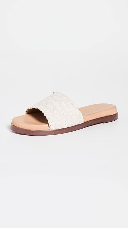 Madewell The Louisa Slide Sandal in Woven Leather Pale Oyster 9 M