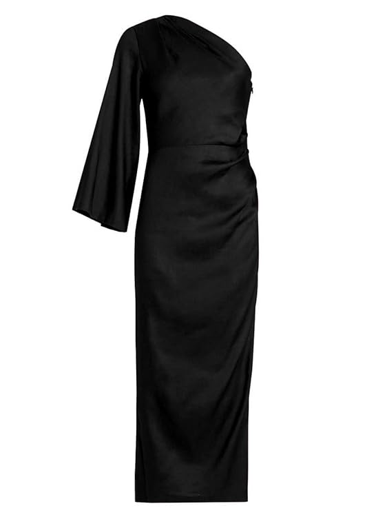 Veronica Beard Womens Patsy One-Shoulder Solid Black Maxi Dress