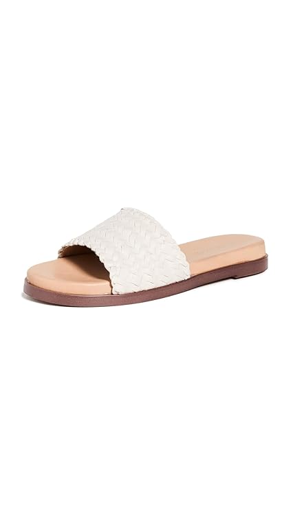 Madewell The Louisa Slide Sandal in Woven Leather Pale Oyster 9 M