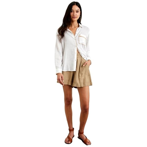 Rails Women's Charli Shirt, White Blanket Stitch (200-766-7221, US, Alpha, X-Small, Regular, Regular)