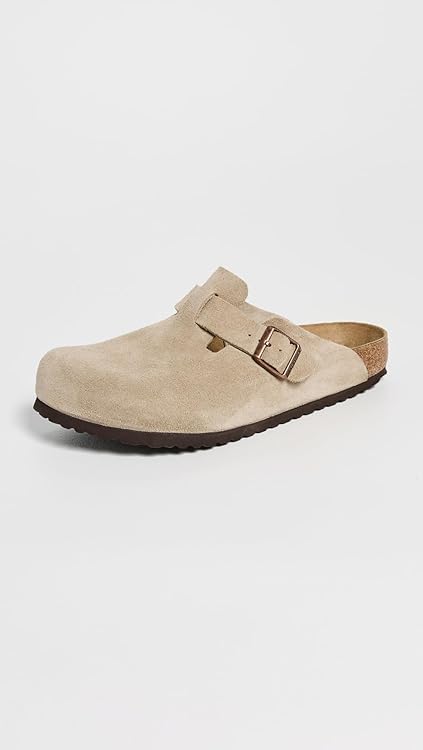Taupe Suede Birkenstock WMNS Boston Soft Footbed