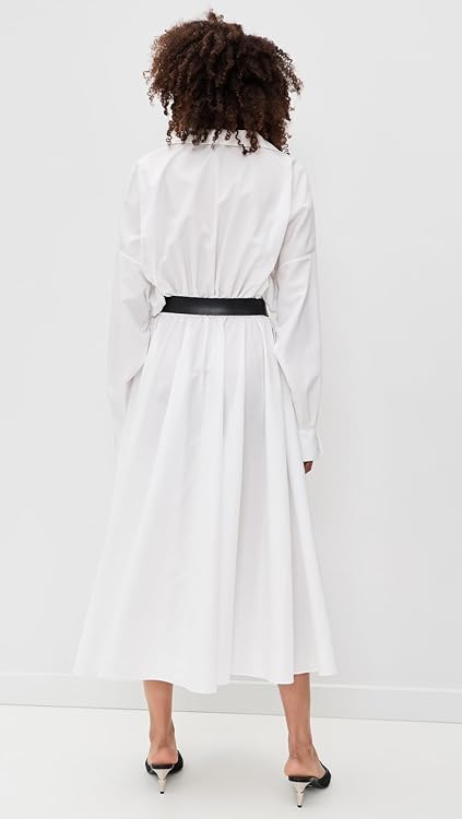 Norma Kamali Women's Super Oversized Boyfriend Neck Flared Shirt Dress