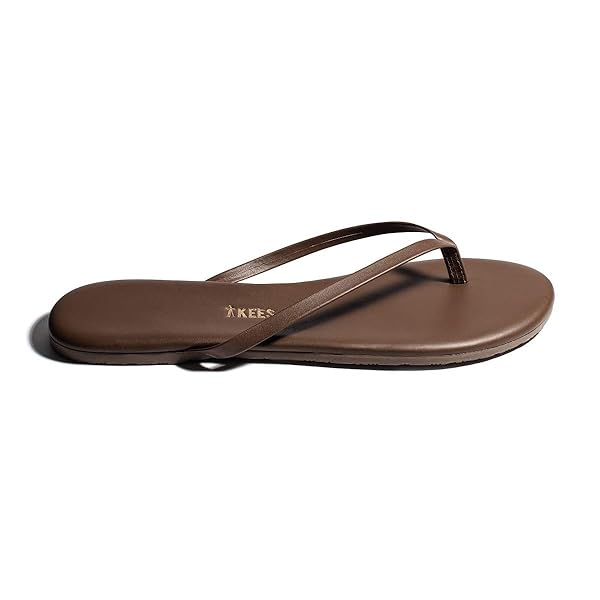 TKEES Liners - Slippers for Women - Cowhide Leather Upper - Thong Style Construction - Leather Footbed Coffee 5 B - Medium