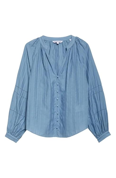 Veronica Beard Ailani Cotton & Silk Blend Top in Blue River Size