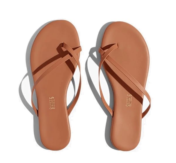 TKEES Riley - Flats for Women - Thong Style Construction - Rubber Outsole - Leather Upper - Leather Footbed Au Natural 6 B - Medium