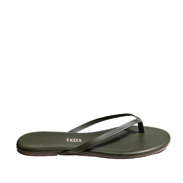 TKEES Liners - Slippers for Women - Cowhide Leather Upper - Thong Style Construction - Leather Footbed Forest 10 B - Medium