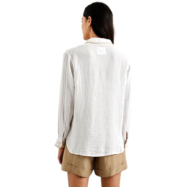 Rails Women's Charli Shirt, White Blanket Stitch (200-766-7221, US, Alpha, X-Small, Regular, Regular)