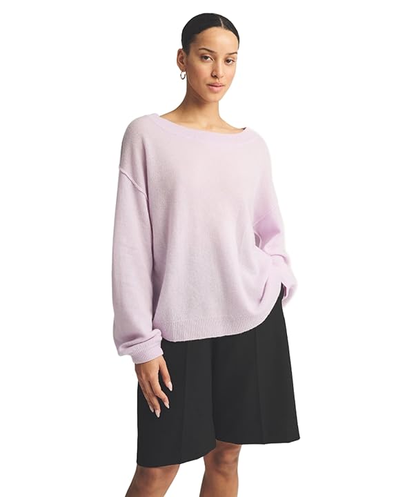NAADAM Women's Lightweight Reversible Cashmere Wide Neck Sweater