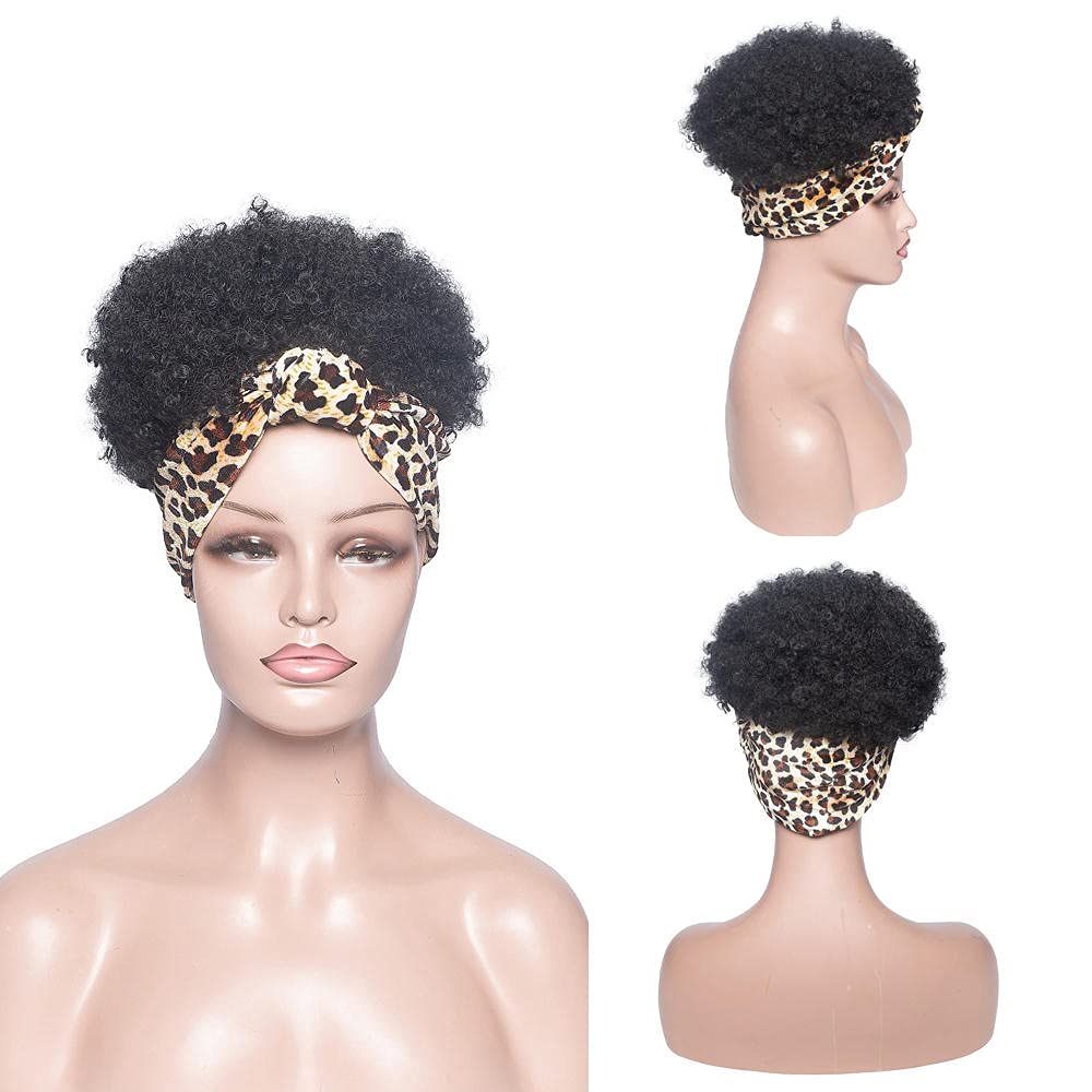 Black Wig Natural Short Hair with Headband Wigs For Human Short Hair for Black Women,Short Wigs Human Short Hair Afro Short Short Wigs For Human Short Hair Clearance 150% Density Glueless Machine