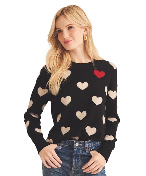 Naadam Womens Cashmere Heart Crewneck Sweater