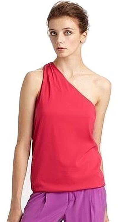 Alice + Olivia Pink Dani One Shoulder Drape Top (XS)