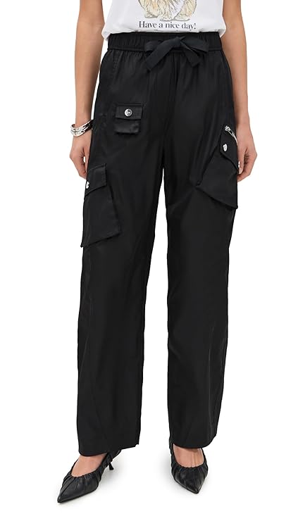 Ganni Women's Duchesse Nylon Oversized Elasticated Pants