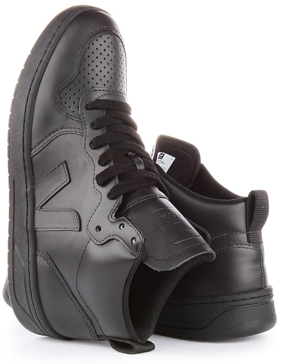 Veja V-15 Women's Lace Up Leather Trainers (Black, 7 US)