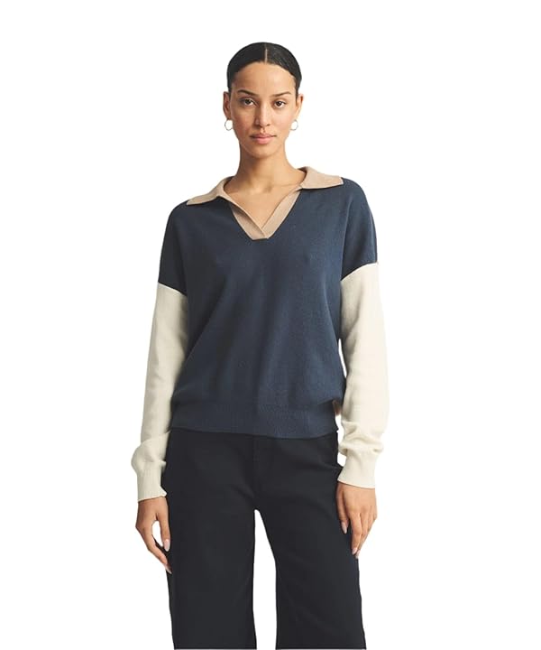 NAADAM Women's Cafe Cotton Cashmere Colorblock Polo