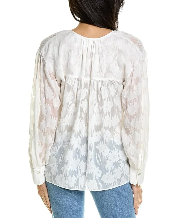 Vince Women's Shirred Band Collar Blouse