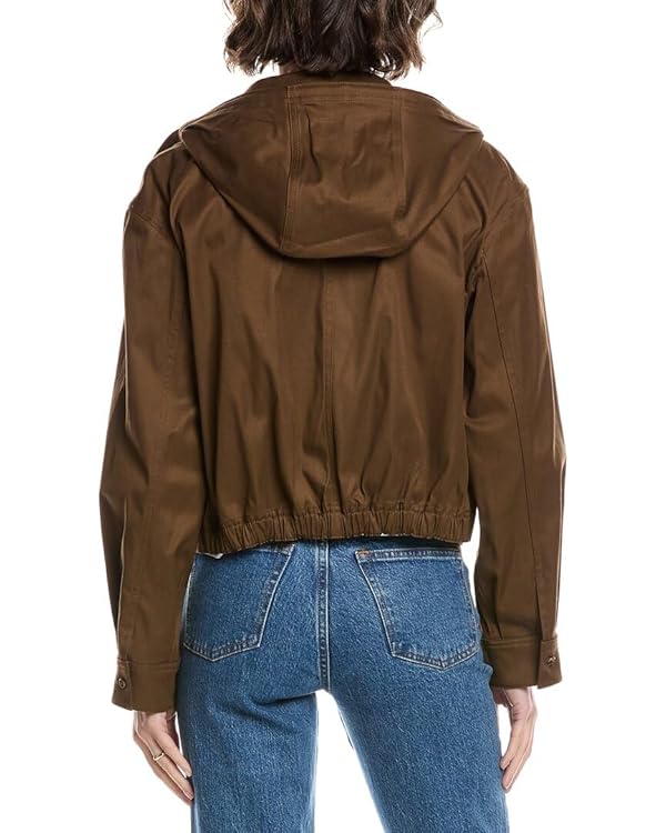 Theory Womens Hood Crop Jacket, M, Green