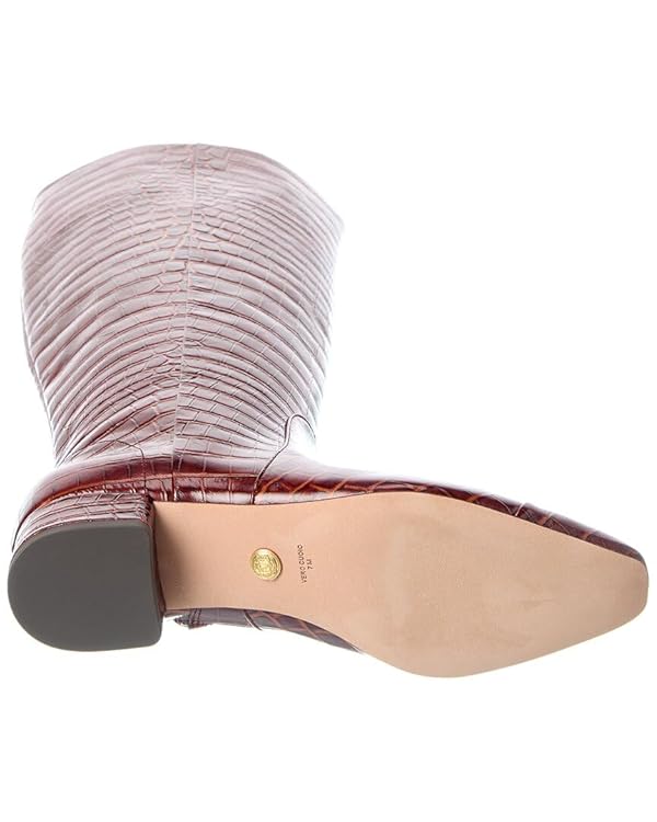 Wide-Calf Tall Croc-Embossed Boot by Veronica Beard