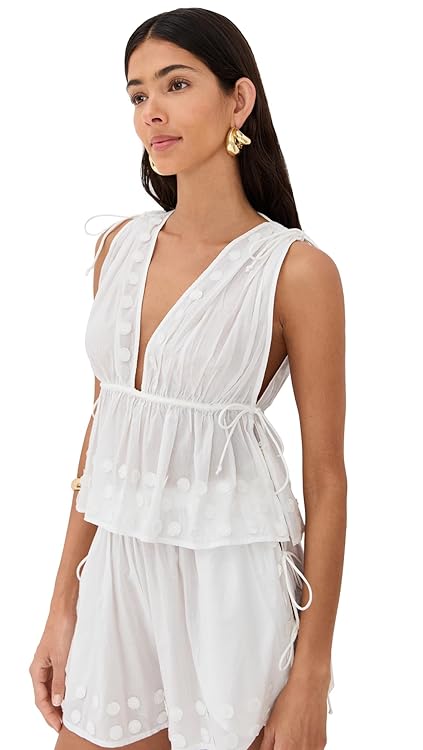 Ulla Johnson Women's Anya Plunge V Neck Top Coverup