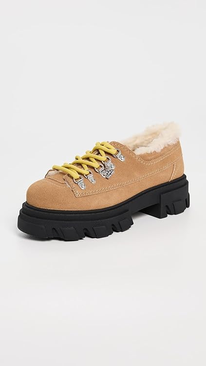 Ganni Women's Cleated Derbies Suede Loafers