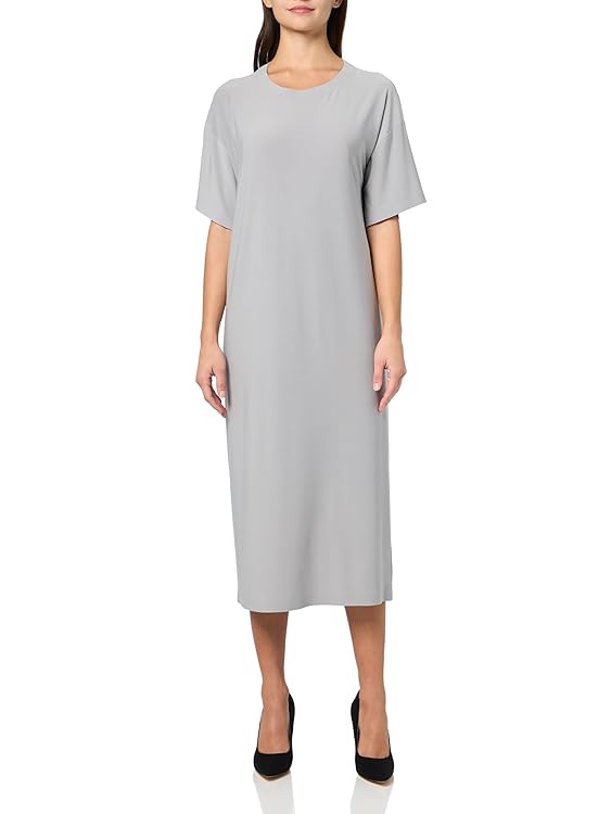 Norma Kamali Women's Short Sleeve Boxy Dress to Midcalf