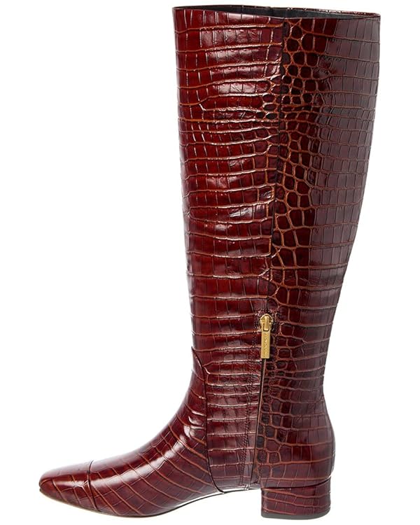 Wide-Calf Tall Croc-Embossed Boot by Veronica Beard
