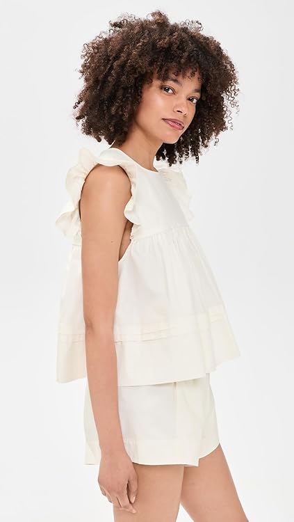 Ganni Women's Frill Sleeve Top