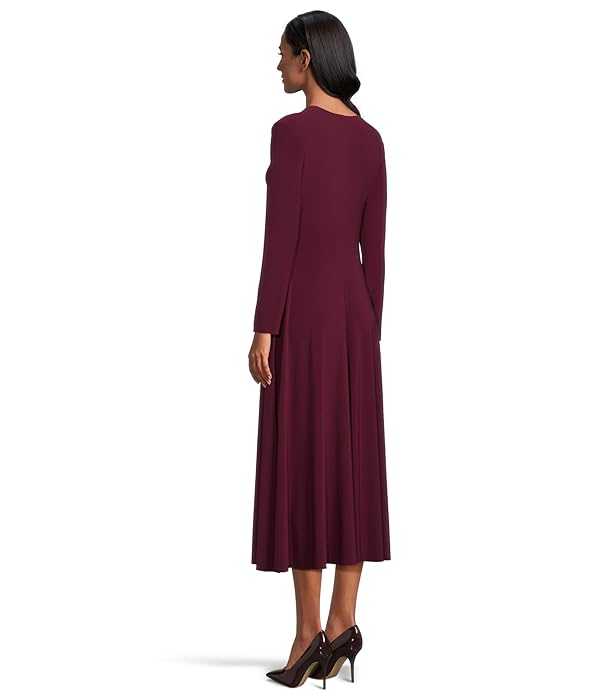 Norma Kamali Womens Long Sleeve Flared Dress