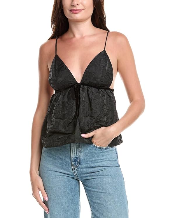 GANNI Womens Jacquard Strap Top, 42, Black