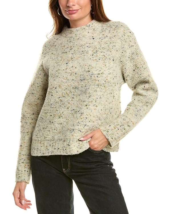 Theory Women's Boxy Mock Neck Tweed Boucle Sweater