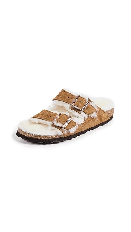 Birkenstock Women's Arizona Shearling Sandals, Mink, 5 Medium US