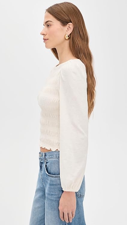 Madewell Women's Smocked Boat Neck Top