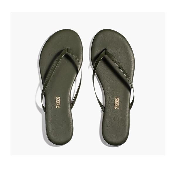 TKEES Liners - Slippers for Women - Cowhide Leather Upper - Thong Style Construction - Leather Footbed Forest 10 B - Medium