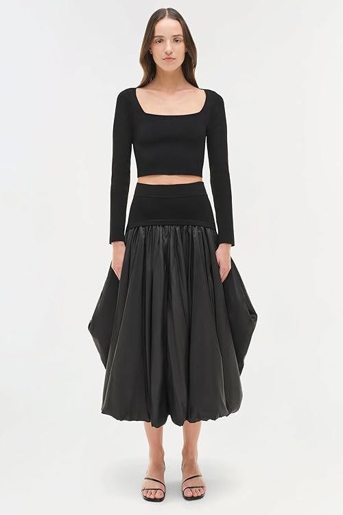 Corinn Taffeta Knit Midi Skirt