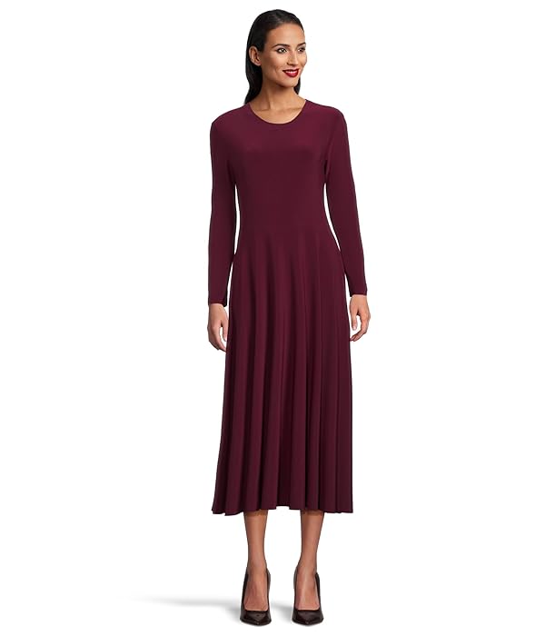 Norma Kamali Womens Long Sleeve Flared Dress