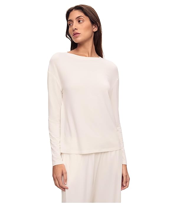 Eberjey Women's Gisele Modal Everyday Long Sleeve Tee Ivory Medium