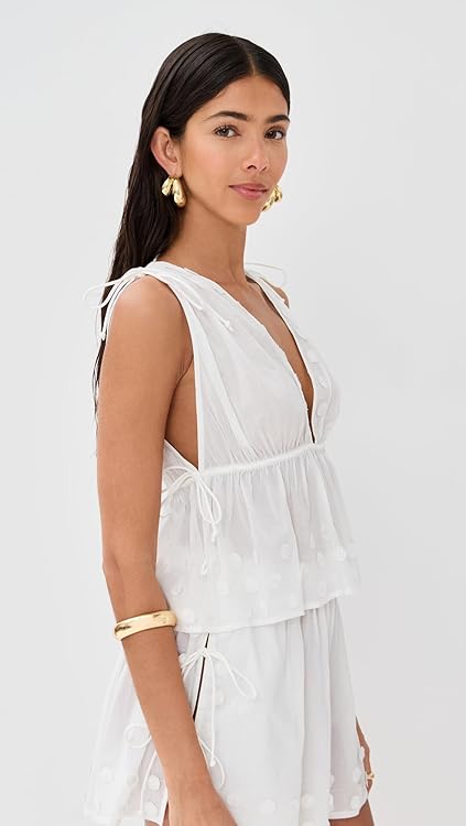 Ulla Johnson Women's Anya Plunge V Neck Top Coverup