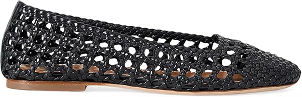 STAUD Women's Solid Black Nell Crochet Flats Shoes
