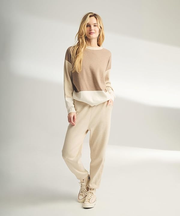 NAADAM Women's Cafe Cotton Cashmere Colorblock Sweatshirt