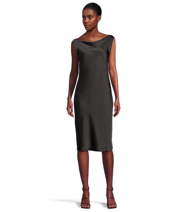 Norma Kamali Women's Sleeveless Low Back Drape Dress Below Knee