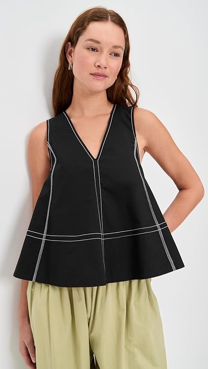 Ganni Women's Stretch Cotton A-line Top