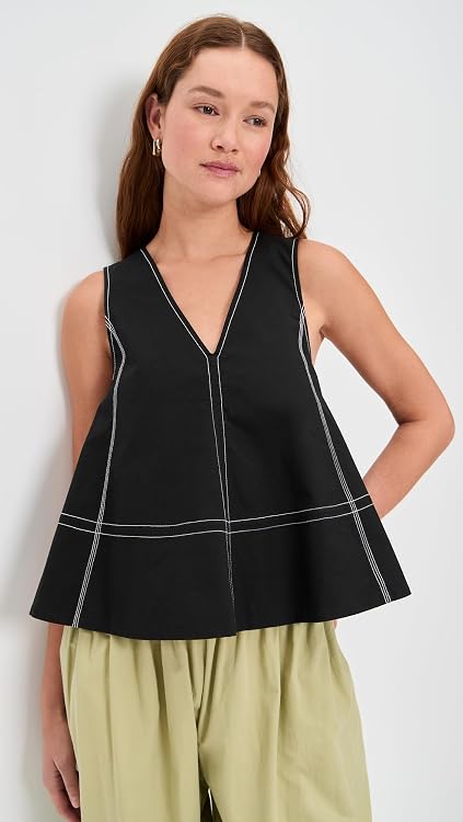 Ganni Women's Stretch Cotton A-line Top