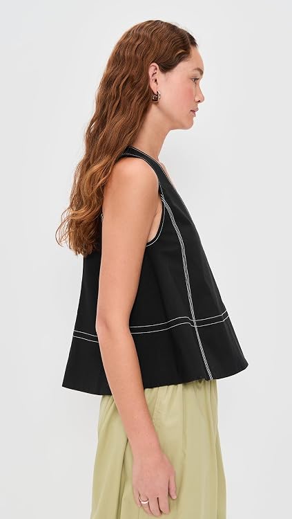 Ganni Women's Stretch Cotton A-line Top