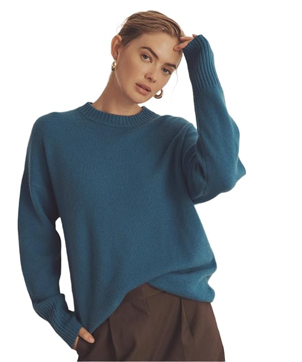 NAADAM Womens Luxe Cashmere Oversized Crewneck Sweater