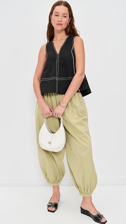 Ganni Women's Stretch Cotton A-line Top