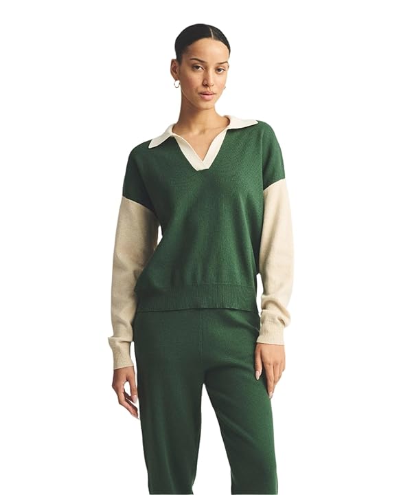 NAADAM Women's Cafe Cotton Cashmere Colorblock Polo
