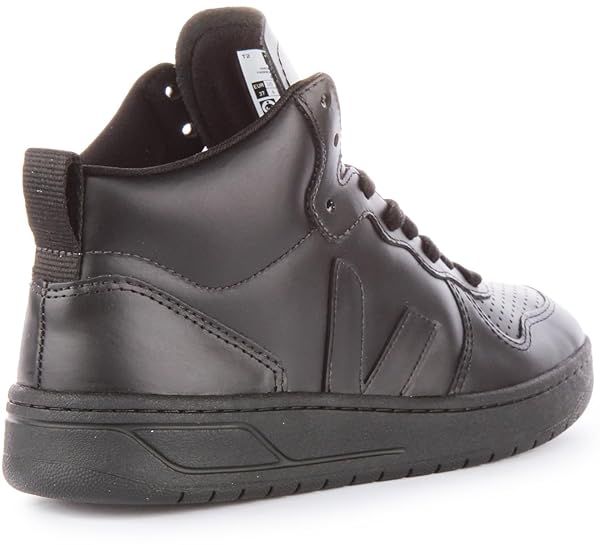 Veja V-15 Women's Lace Up Leather Trainers (Black, 7 US)