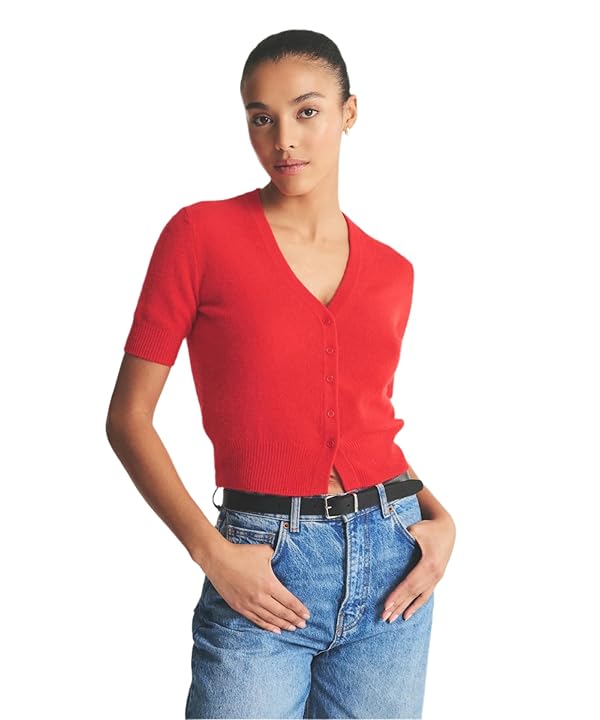 NAADAM Womens Lightweight Cashmere Short Sleeve Cardigan