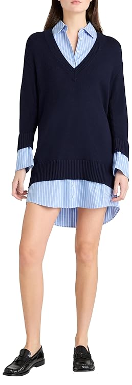 Cinq à Sept Women's Deep V Remie Stripe Santina Dress