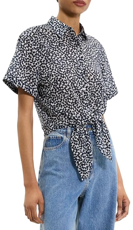 Theory Women's Tie Front Ss Bl