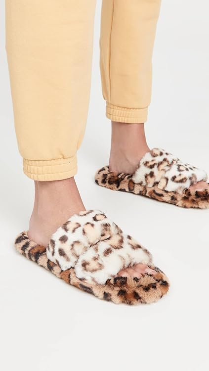 Madewell Two-Strap Scuff Slippers in Leopard Recycled Faux Fur Melon Cedar Multi Leopard Faux Fur 10 M
